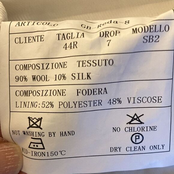 Giovanni Bresciani Mens’ Super 110 Navy Slim Fit Sport Jacket. Size 44R. - Picture 9 of 10